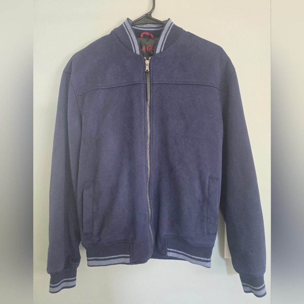 Robert Graham Full Zip Bomber Jacket Navy Blue Men Size Small